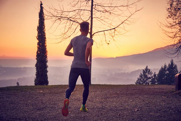 Runner park güneş sonbaharda açık 