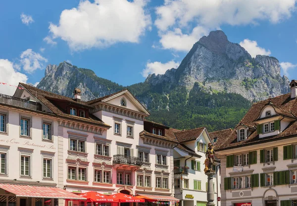 Schwyz Suíça Junho 2018 Edifícios Centro Histórico Cidade Schwyz Kleiner — Fotografia de Stock