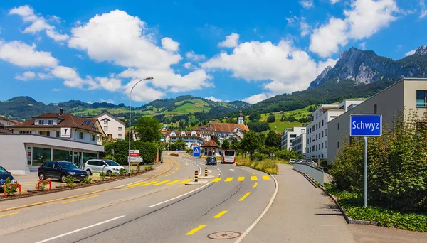 Schwyz Switzerland June 2018 View Town Schwyz Town Schwyz Capital — Stock Photo, Image