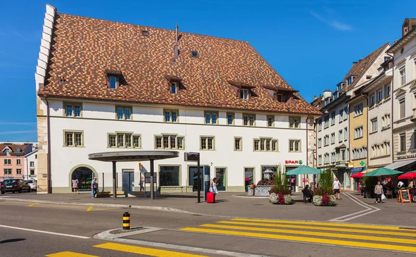 Schaffhausen Švýcarsko Srpna 2015 Část Budovy Historického Města Schaffhausen Schaffhausen — Stock fotografie