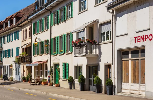 瑞士沙夫豪森 2015年8月26日 在沙夫豪森市历史上的部分建筑 沙夫豪森是瑞士北部的一座城市 也是同名的小行政区的首府 — 图库照片