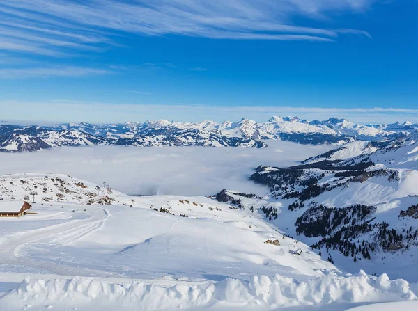 Θέα Από Βουνό Fronalpstock Στο Ελβετικό Καντόνι Του Schwyz Κορυφές — Φωτογραφία Αρχείου