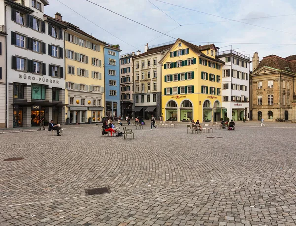 Zurich Suiza Septiembre 2017 Plaza Munsterhof Centro Histórico Ciudad Munsterhof — Foto de Stock