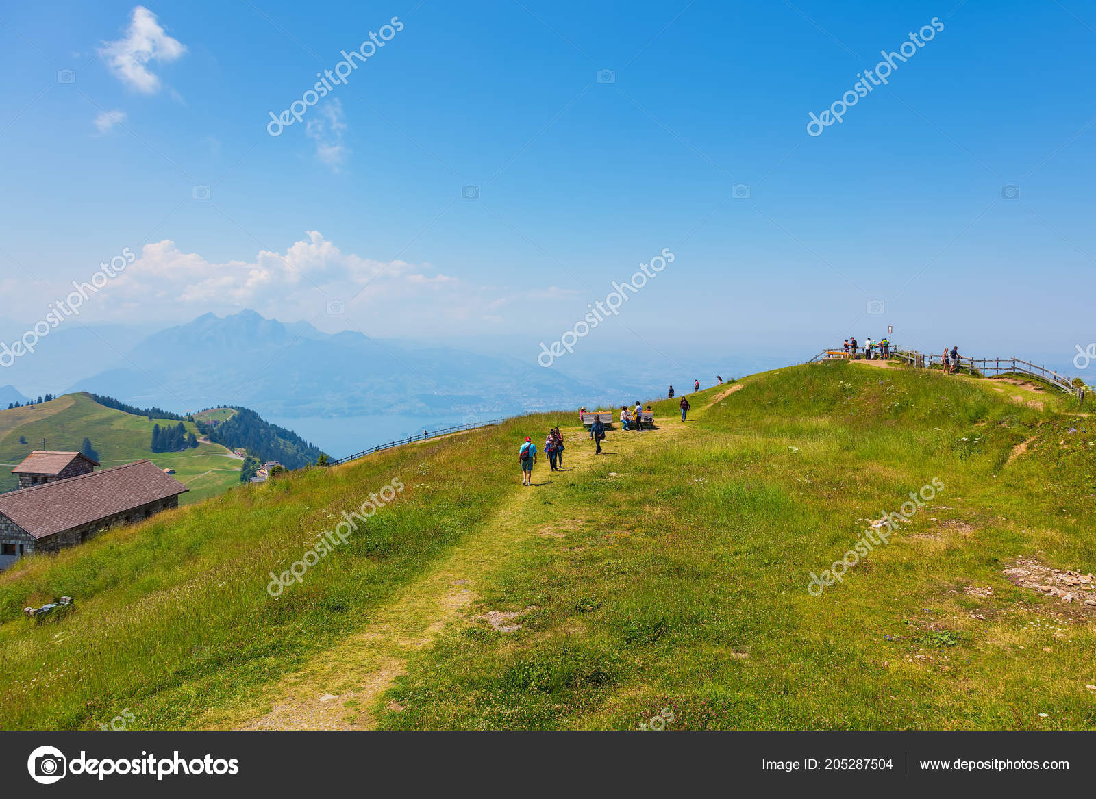view on mt rigi in switzerland in summer stock editorial photo