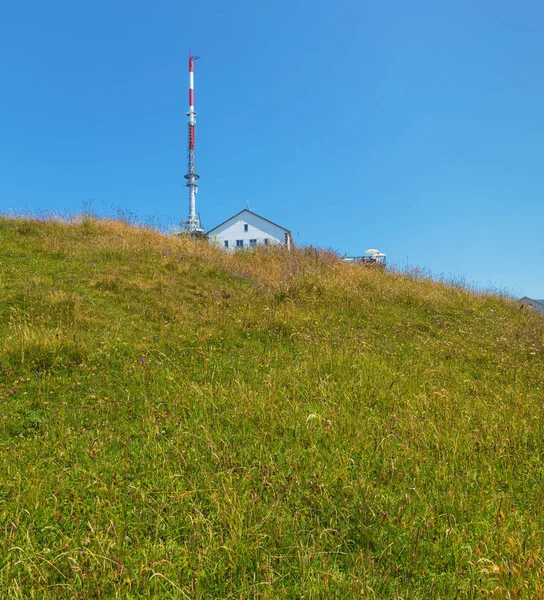 Toppen Rigi Schweiz Sommar Rigi Ett Populärt Turistmål Nås Med — Stockfoto