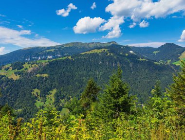 Mt. Harderkulm İsviçre'den yaz aylarında görüntüleyin. Daha sert Kulm da Harderkulm, kentleri Interlaken ve İsviçre Unterseen bakan bir zirve olduğunu.