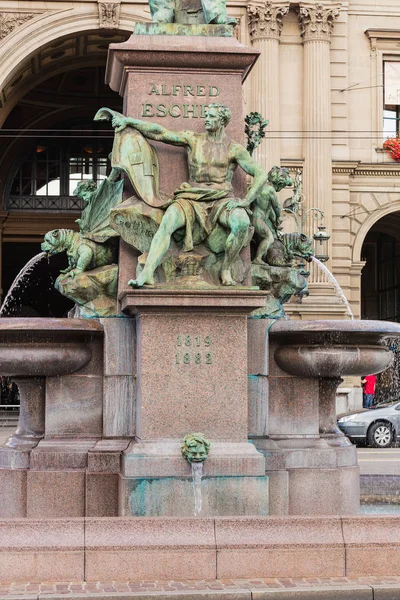 Zurich Švýcarsko Září 2017 Fontána Suterénu Památník Alfred Escher Náměstí — Stock fotografie