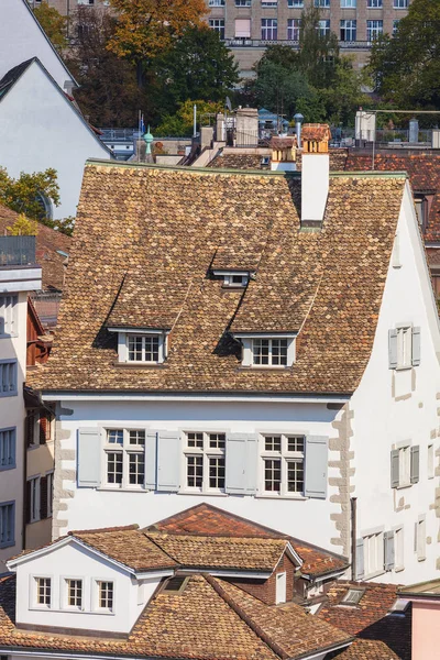 チューリッヒ スイス 2017 リンデンホフ公園から見たチューリッヒ市の歴史的な部分の建物 チューリッヒは スイス チューリッヒのスイス カントンの首都で最大の都市 — ストック写真
