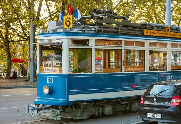 Zürich Schweiz September 2017 Eine Alte Straßenbahn Fährt Der Stadt — Stockfoto