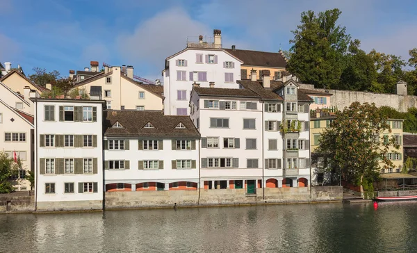 Bâtiments Historiques Ville Zurich Long Rivière Limmat — Photo