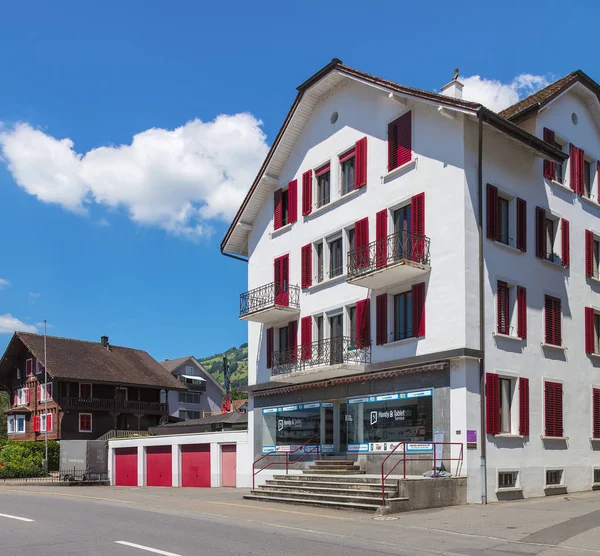 Seewen Svizzera Giugno 2018 Edifici Lungo Bahnhofstrasse Street Nel Villaggio — Foto Stock