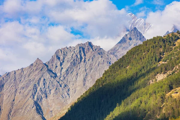 Toppmöten Alperna Visa Från Staden Zermatt Den Schweiziska Kantonen Wallis — Stockfoto