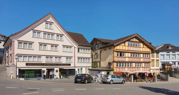 Appenzell Suiza Septiembre 2018 Edificios Plaza Brauereiplatz Ciudad Appenzell Appenzell — Foto de Stock