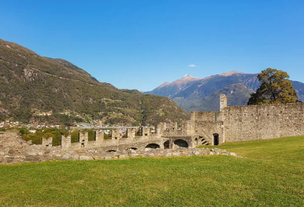 Vista Dalla Fortezza Medievale Castelgrande Nella Città Bellinzona Svizzera Metà — Foto Stock