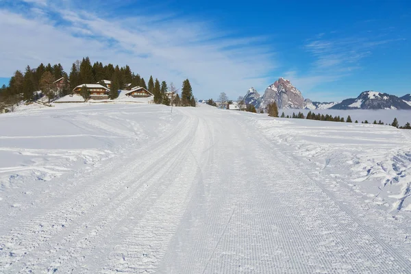 View Village Stoos Swiss Canton Schwyz Winter Kleiner Mythen Grosser — Stock Photo, Image