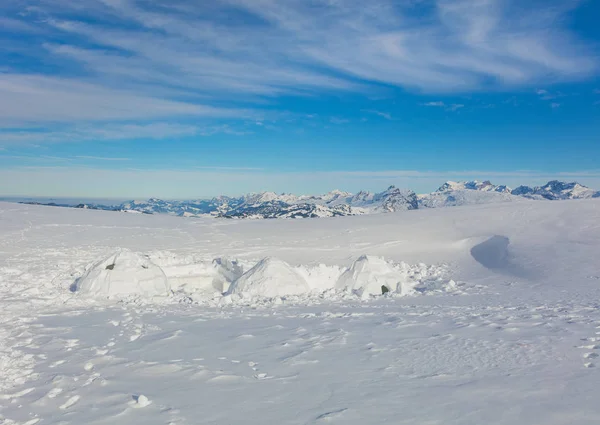 Zimowy Widok Góry Fronalpstock Szwajcarii Kantonie Schwyz — Zdjęcie stockowe