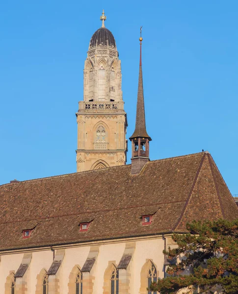 Weergave Stad Zürich Zwitserland Dak Van Kerk Van Water Duits — Stockfoto