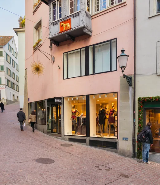 Zurigo Svizzera Dicembre 2015 Una Strada Nel Centro Storico Della — Foto Stock