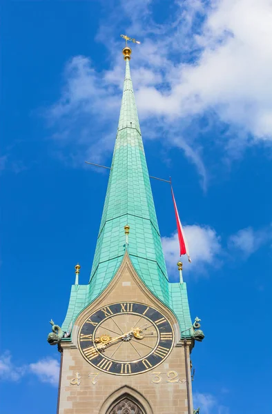 Tower Fraumunster Cathedral Zurich Switzerland One Well Known Landmarks City — Stock Photo, Image