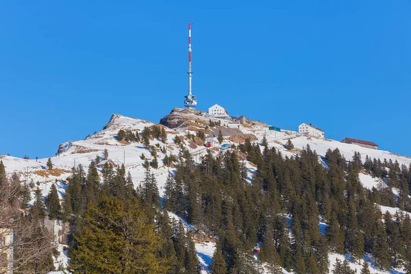 Csúcstalálkozó Rigi Télen Svájcban Rigi Egy Népszerű Idegenforgalmi Célpont Megközelíthető — Stock Fotó