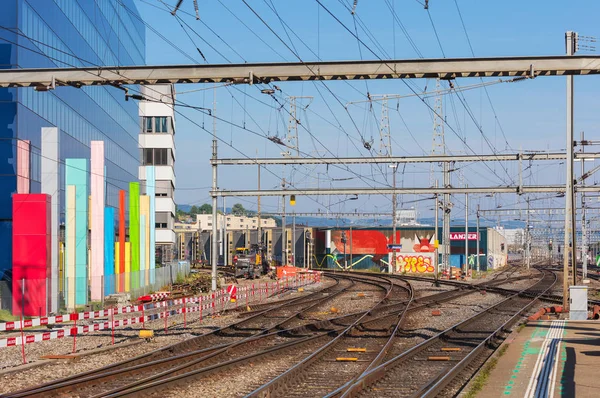 Zurich Suiza Junio 2018 Vista Desde Una Plataforma Estación Tren — Foto de Stock