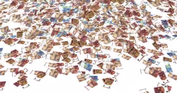 Rendering Datorgenererad Animation Visar Ett Stort Antal Sedlar Och Euro — Stockvideo