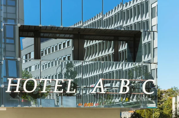 Part of the facade of the Hotel ABC in the city of Chur, Switzerland — Stock Photo, Image