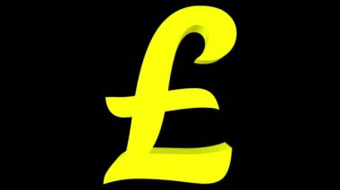 dönüşmenin Sterlini sembol, Euro simgesini gösterilen oluşturulan bilgisayar animasyon 3D render sorunsuz sonsuz döngü izin ters dönüşüm tarafından takip. Alfa mat tarafından takip siyah zemin üzerine sarı