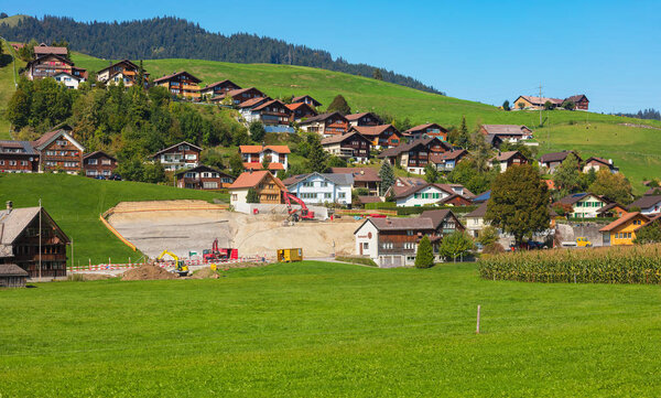 Gonten, Switzerland - September 20, 2018: countryside view in the Swiss canton of Appenzell Innerrhoden. The canton of Appenzell Innerrhoden is the smallest Swiss canton by population and the second smallest by area.