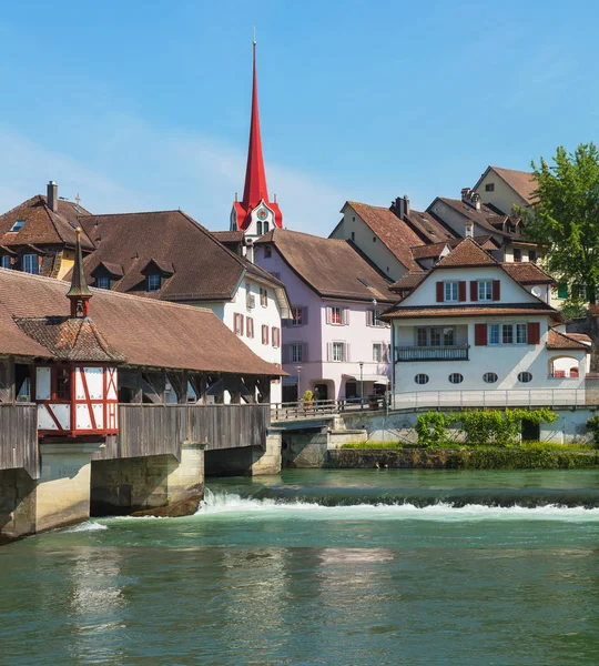 Buildings of the historic part of the town of Bremgarten, Switzerland — 图库照片