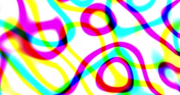 배경에서 가로로 스크롤되는 추상적 빛깔의 패턴을 보여주는 컴퓨터에서 애니메이션 — 비디오
