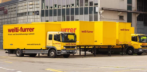 Voertuigen van het bedrijf Welti-Furrer in de stad Zürich, Zwitserland Rechtenvrije Stockfoto's