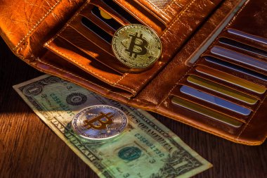 M-cüzdanda bulunan altın Bitcoins için. Dolar