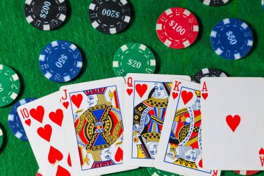 Poker Floş Royal kartları.