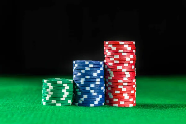 Poker Chips Stack Green Background — Stock Photo, Image