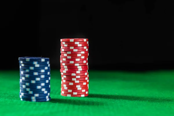 Poker Chips Stack Green Background — Stock Photo, Image