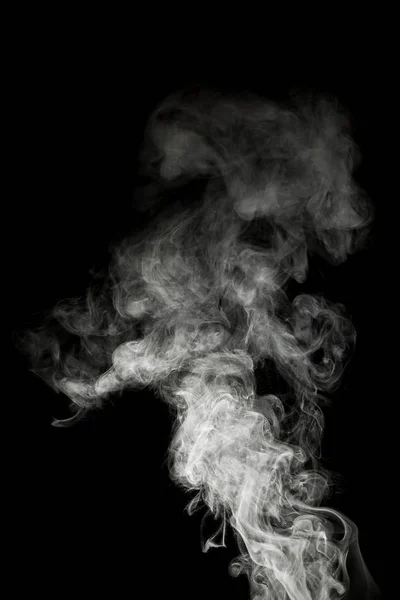 Weißer Rauch Isoliert Auf Schwarzem Hintergrund — Stockfoto