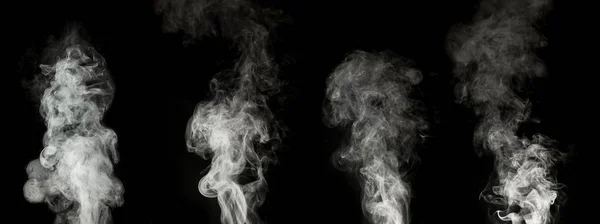 White Smoke Collection Black Background — Stock Photo, Image