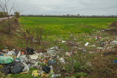 Çöp çim. Doğa kirliliği.