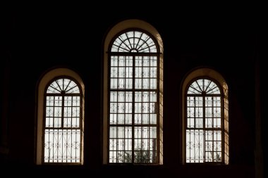 Arched Windows in the old Church Church clipart