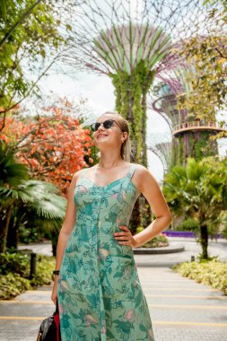 Singapur - 23 Ocak 2019 : Körfezin bahçesindeki supertrees