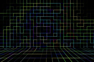 Soyut çok renkli arka plan, çizgiler ve kareler ile 