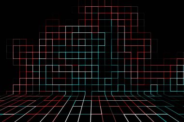 Soyut çok renkli arka plan, çizgiler ve kareler ile 