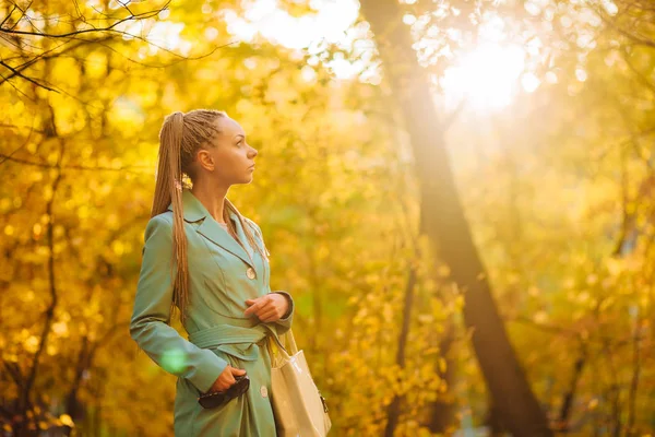 Retrato de uma menina no parque de outono — Fotografia de Stock