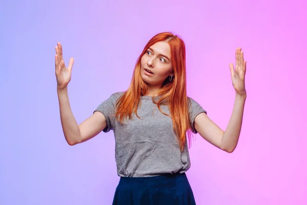 redhead girl shows hands big size