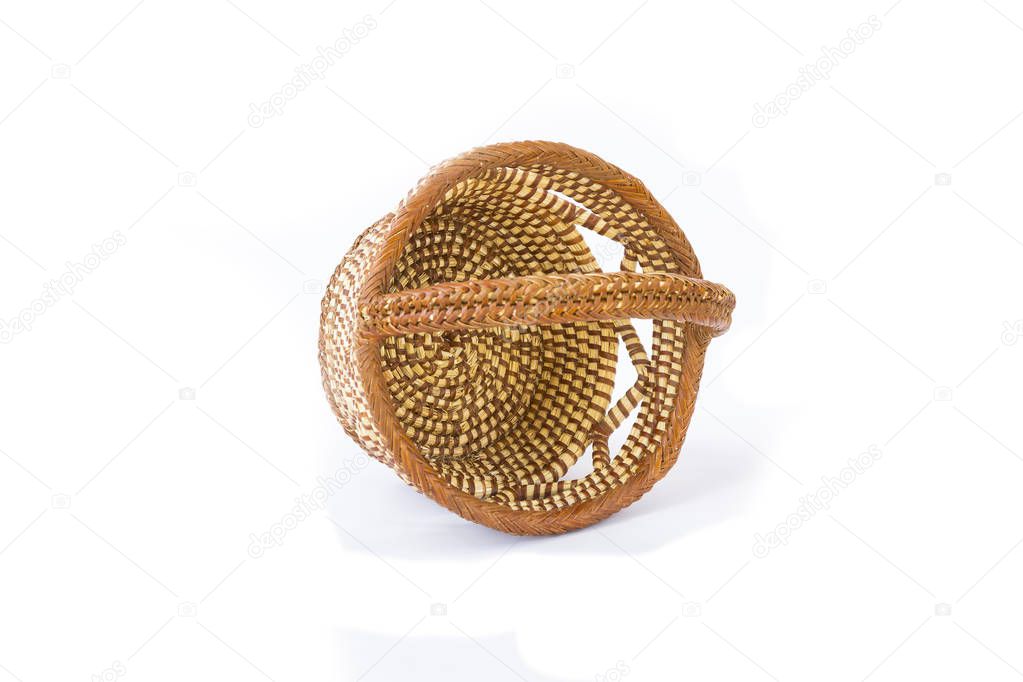 wicker baskets typical of Castilian crafts, on a white background, Castilla y Leon, Spain