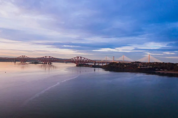 Trois Ponts Forth Railway Bridge Forth Road Bridge Queensferry Crossing — Photo