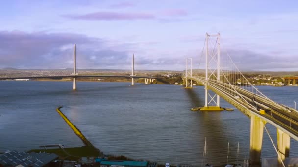 Trois Ponts Forth Railway Bridge Forth Road Bridge Queensferry Crossing — Video