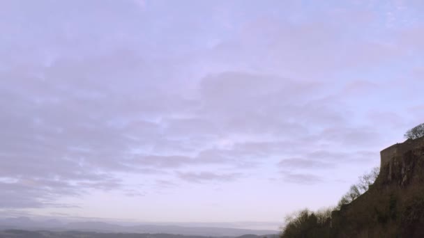 Vista Aérea Del Castillo Stirling Cima Colina Rocosa Centro Escocia — Vídeos de Stock