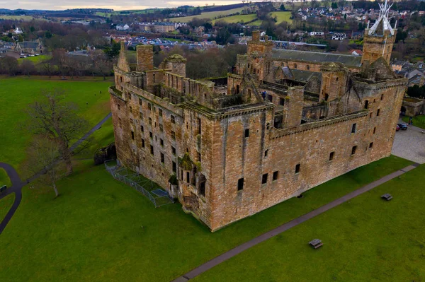 Aerial View Linlithgow Castle Ruins Birthplace Mary Queen Scots West — Stock Photo, Image